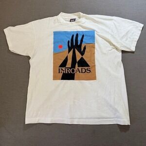 INROADS Graphic T Shirt White Desert Sun Hand Art Design Mens Size XL